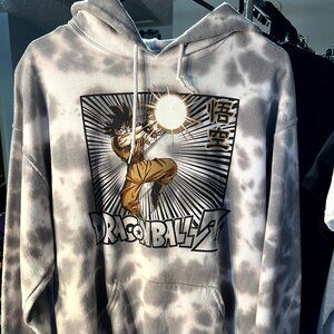 Dragon Ball Z Crunchyroll White Tie Dye Graphic Print Pullover Hoodie SZ Lrg